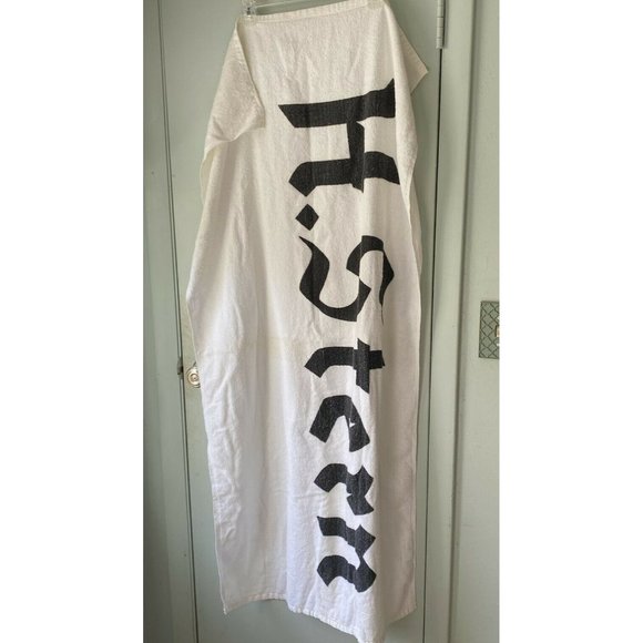 Vintage H Stern Bath Towel Beach Towel White Black Graphic Word - Picture 1 of 5